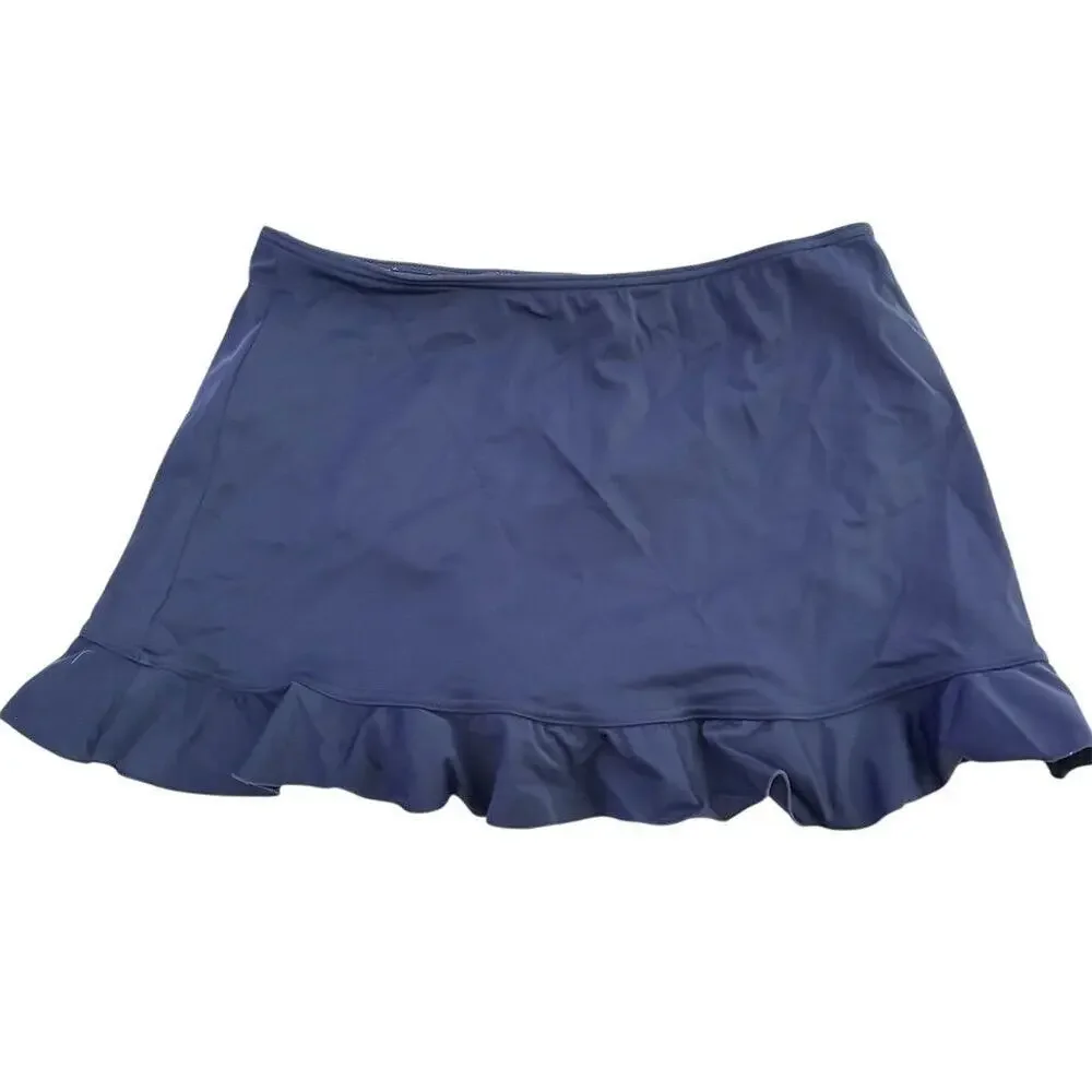 A Shore Fit Women's‎ Ruffle Hem Swim Skirt Size 10 Navy Blue - Picture 3 of 7